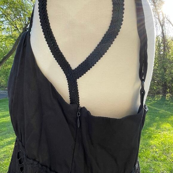 Y2K babydoll black Eyelet Embroidered Feminine Floral Vacation Daisy Camisole L - Picture 3 of 9